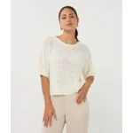 Esqualo Pull: Off White, Ajour brei ( ESQ.316 )