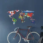 Wereldkaart muursticker Vlaggen