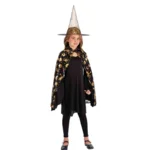 Kostuum - Heksencape met hoed - Zwart/goud - Voor kinderen - One size