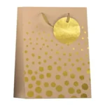 Cadeautasje - Kraft, goudkleurige stippen - 17x10x23cm