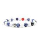 Blue, White and Red Football Bracelet 8mm