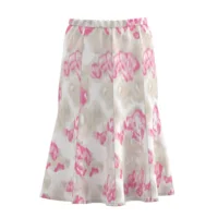 Frank Walder Rok: Elastiek, Beige / roze tinten ( WAL.117 )