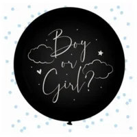 Ballon - Gender reveal - Boy or girl? - Blauwe confetti - 61cm.
