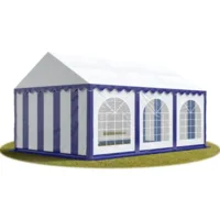 Partytent - Feesttent - Paviljoentent - 3x6m - PVC / blauw wit / 100% waterdicht, UV-bestendig & Grondframe / Inclusief zijwanden