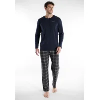 Tom Tailor Pyjama Heren: Blauw, carree broek, 100% Katoen ( TOM.45 )