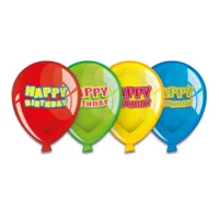 Borden - Happy birthday - Kleurrijke ballon - 23cm - 6st.