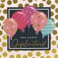 Kaart - Van harte gefeliciteerd, ballonnen - Glitter & Glamour - SQE.3021