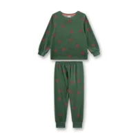 Sanetta pyjama meisjes / Jongens: groen met sterren, badstof  san.176