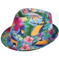 Hoed - Gleufhoed - Hawaii - Met print - Blauw