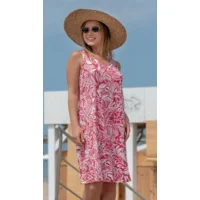 Mitjans zomer kleed: Rood / Ecru ( MIT.144 )