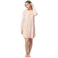 Egatex dames Nachthemd: Peach gestreept, Velours ( EGA.511 )