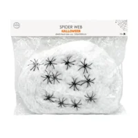 Spinnenweb - Wit - Incl. 12 spinnen - 250gr.
