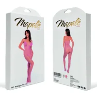 Mapalé Roze Hartjes Visnet Bodystocking Met Veerdetails
