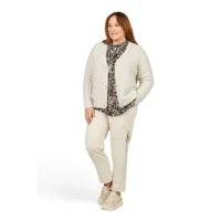 Mona Lisa Gilet: Ecru, met knopen, merino wol ( MONA.173 )