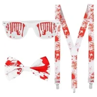 Verkleedset - Bloederig - Bril, bretels & strik