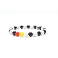 Black, White, Red and Yellow Football Bracelet 8mm