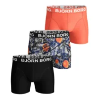Björn Borg Shorts for him 3P Cotton Stretch zwart grijs oranje