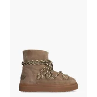 Inuikii Suede Double Tie Taupe Dames Veterboots