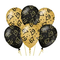 Ballonnen - 67 jaar - Zwart / goud - 30cm - 6st.
