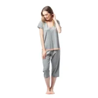 Egatex Pyjama: Grijs geprint, Korte mouw, 3/4 broek ( EGA.409 )