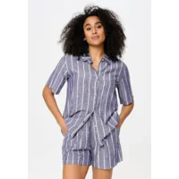Lingadore Stripes shortama in denim blauw