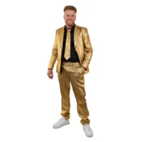 Kostuum - Goud - Colbert, broek & stropdas - Maat 56