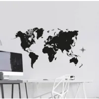 Wereldkaart muursticker zwart