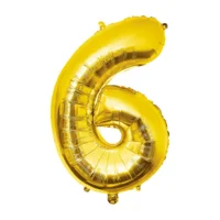 Folieballon - Cijfer - 6 - Goud - 86cm - Zonder vulling