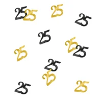 Tafeldecoratie - 25 jaar - Confetti - Goud / zwart