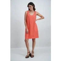 Signe Nature Dames kleed: Linnen, Koraal ( Signe.1376 )
