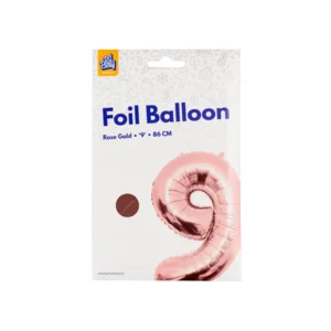 Folieballon - 9 jaar - Rosé goud - 86cm - Zonder vulling