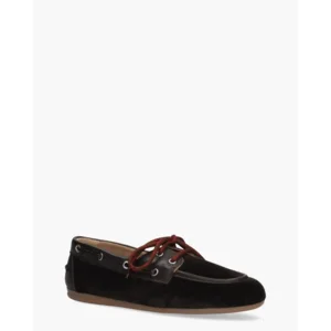 Posa Boat Loafer Velvet Donkerbruin Dames Veterschoenen