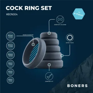Boners Set Van 6 Platte Siliconen Cockringen