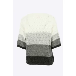 Signe Nature Dames trui: Grijs / ecru ( ajour ) Wol ( Signe.1389 )