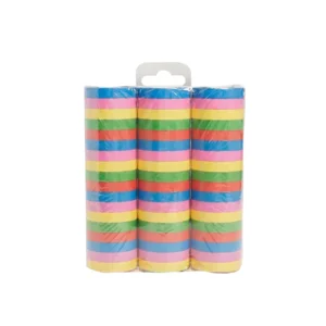 Serpentine - Rood, blauw, roze, geel & groen - 3 rolletjes - Papier