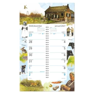 Kalender - Lang leve de boerderij - Boomgaard & boerderij - Rien Poortvliet - Omleg op schild - 2027 - 21x34cm