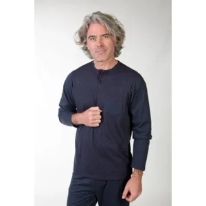 Perlina Pyjama Heren: Ralph, Blauw, Interlock Brushed ( LINA.165 )