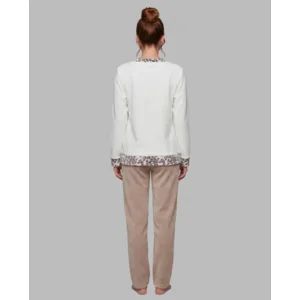 Egatex Pyjama Dames: Beige / ecru, Warme Fleece ( EGA.541 )