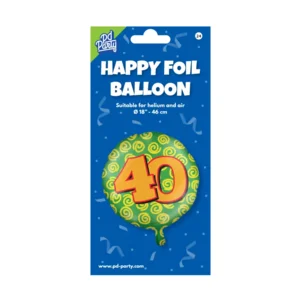 Folieballon - 40 jaar - Groen/geel - 46cm