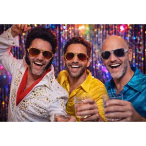 Bril - Elvis - Goud - Donker glas - Met bakkebaarden