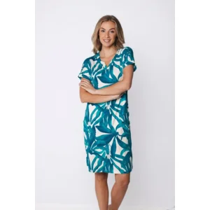 Pastunette Dames nachthemd: Turquoise, L95 ( PAS.154 )