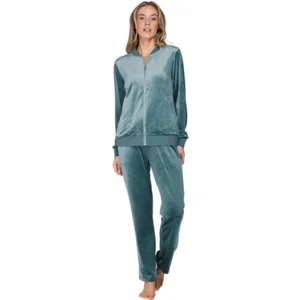 Pastunette Homewear Dames: Dark Green, Met rits, Velours ( 100018 )