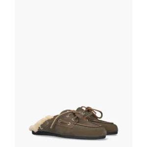 Posa Boat Loafer Mule Fur - Brushed Grijs Damesslippers