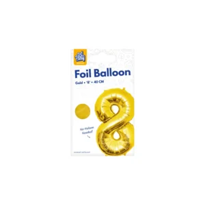 Folieballon - 8 jaar - Goud - 40cm - Niet geschikt voor helium
