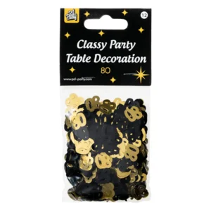 Tafeldecoratie - 80 jaar - Confetti - Goud / zwart