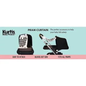 Kurtis Pram Curtain Panda Black & White