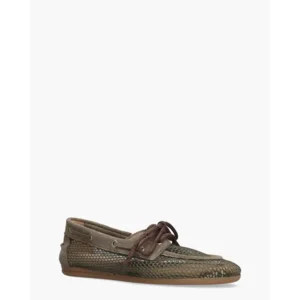 Posa Boat Loafer Mesh Khaki Dames Veterschoenen