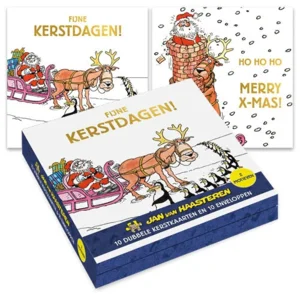 Kaarten - Kerst - Jan van Haasteren - Pinguïns & schoorsteen - 10st.