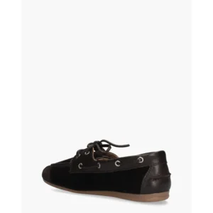 Posa Boat Loafer Velvet Donkerbruin Dames Veterschoenen