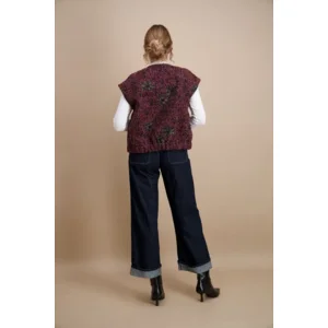 Signe Nature Gilet zonder mouwen: Bordeau, bouclé / Jacquard weving ( Signe.1420 )